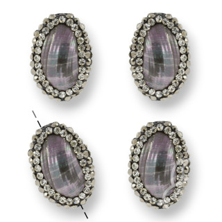 Marcasite Rhinestone Strand Beads with Grey Shell 15x21mm 10pcs