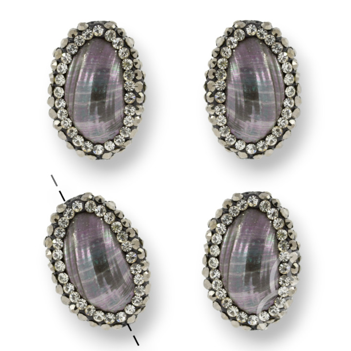 Marcasite Rhinestone Strand Beads with Grey Shell 15x21mm 10pcs