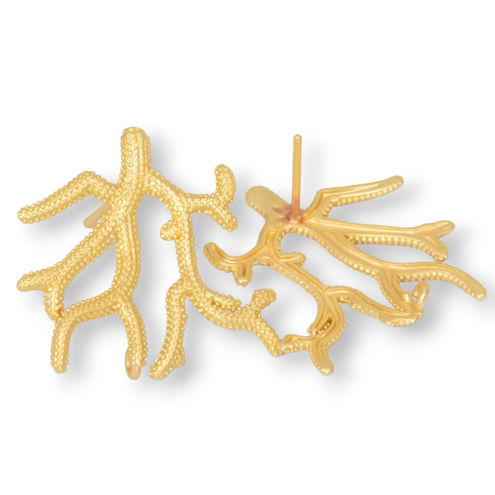 Bronze Stud Earring Base Coral Branches 25mm 7 Pairs