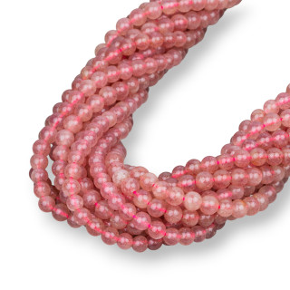 Erdbeerquarz – Klarer Erdbeerquarz, rund, glatt, 4 mm