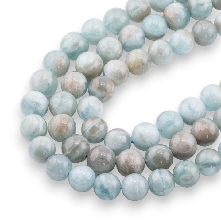 Aquamarinmilch, rund, glatt (GSE), 12 mm