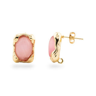 Bronze-Ohrringbasis, Katzenaugen-Ohrstecker, 13 x 18 mm, 4 Paar, Roségold