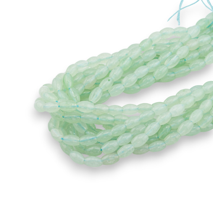 Jade Green Chrysoprase Rice Smooth 4x6mm Transparent