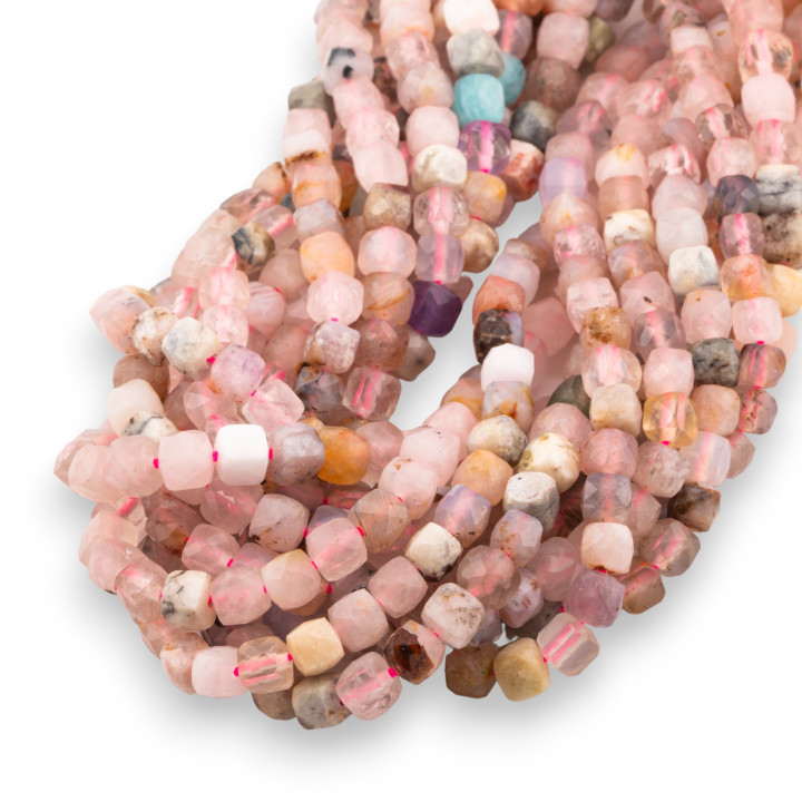 Morganite Mix Cubo Diamond Cut 4,5mm