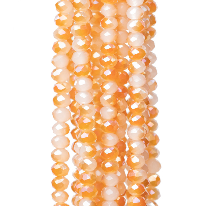 Faceted Rondelle Crystals 3,5x2mm 10 κορδόνια σε βαμβακερή κλωστή Έτοιμο για χρήση MOD87