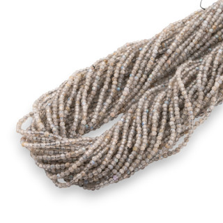 Perle ronde à facettes en labradorite grise taille diamant 2,0 mm