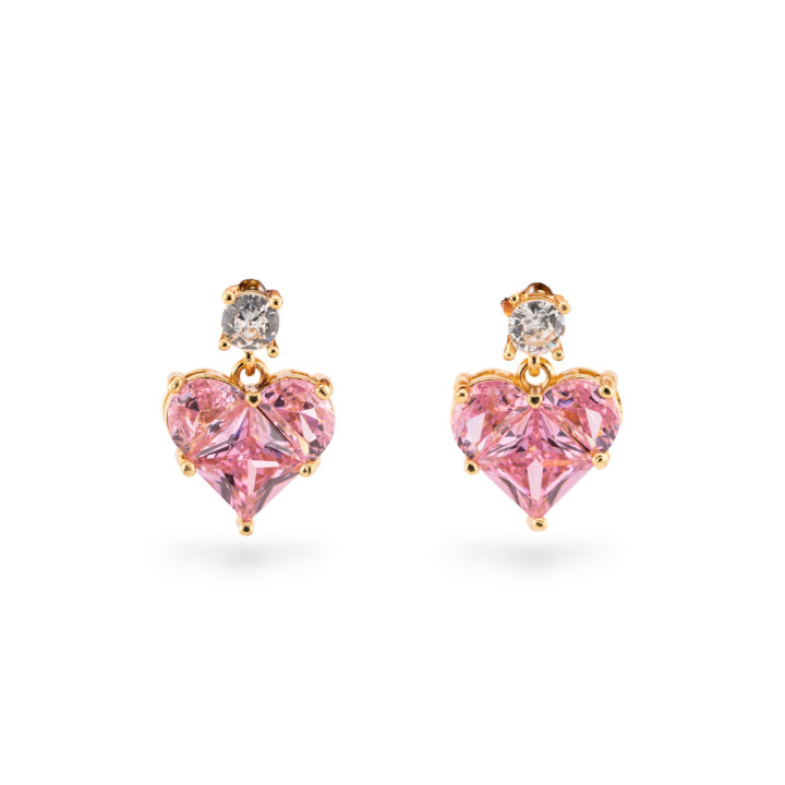 Bronze-Ohrstecker mit CZ-Kristall-Cabochon, 12 x 16 mm, Roségold