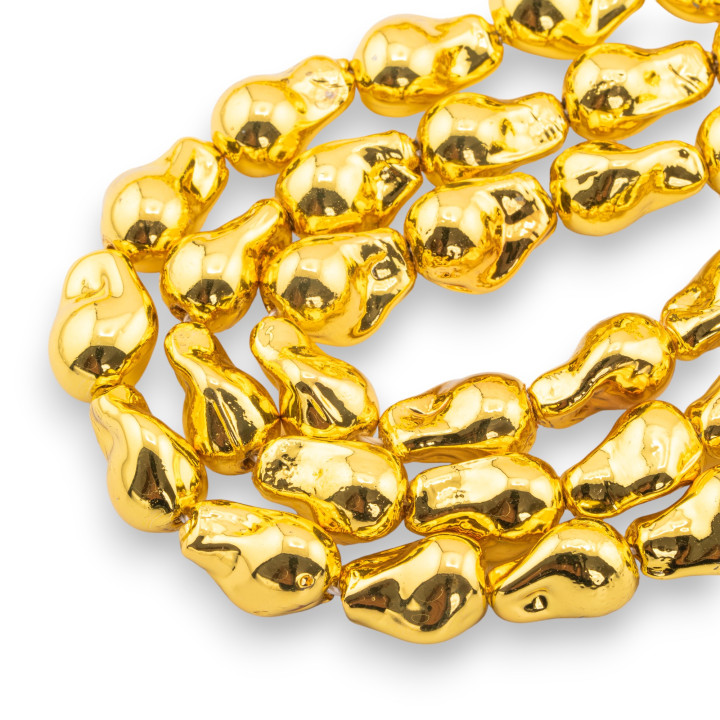 Perles irrégulières baroques de Majorque 15x20mm Plaqué Or