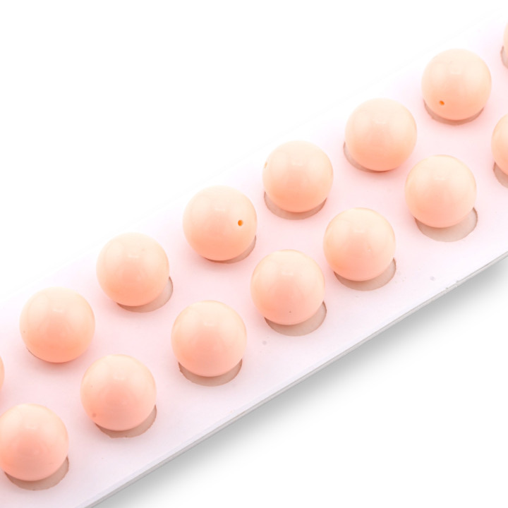 Perles Demi-Trou Pâte de Corail Rose Rond Lisse 14mm 20pcs