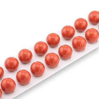 Half Hole Beads Red Coral Paste Sardinia Round Smooth 14mm 20pcs