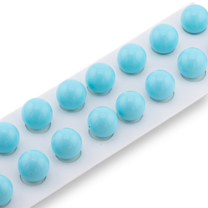 Perles en Pâte Turquoise Demi Trou 4 Fleurs Rondes Lisses 14mm 20pcs