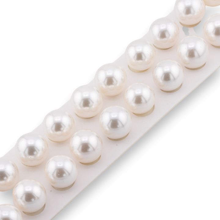 Half Hole Beads Mallorca Pearls White Round Smooth 14mm 20pcs