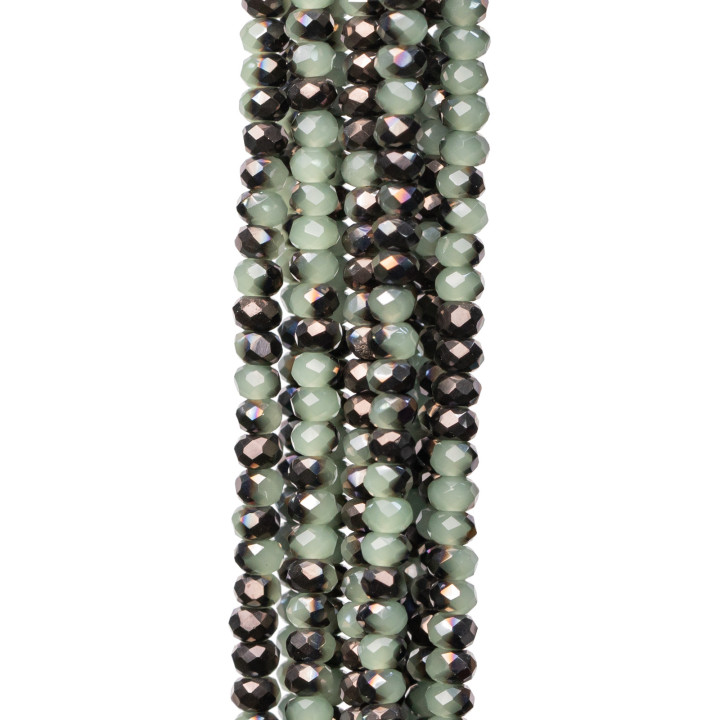 3 x 2 mm facettierte Rondelle-Kristalle, 10 Stränge auf Baumwollfaden, gebrauchsfertig, MOD16