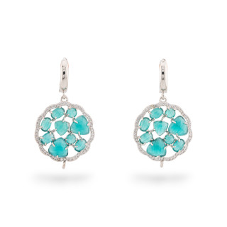 Juego de aretes de bronce con colgante de ojo de gato, 24 x 40 mm, chapado en rodio verde