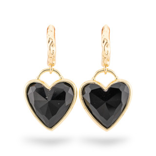 Orecchini Perno Chiuso Di Bronzo Con E Pietre Bordate Oro Dorato Nero