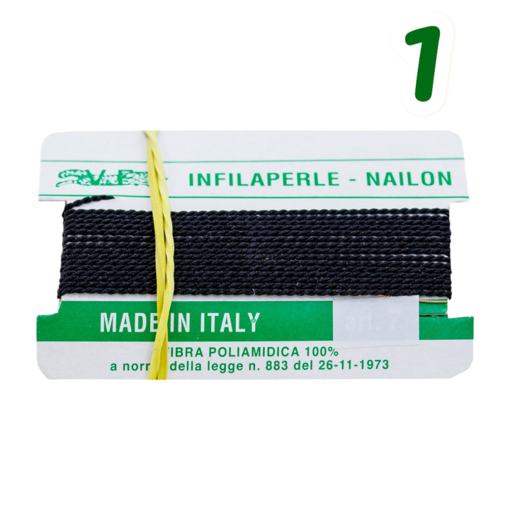 Polyamide Fiber Bead Thread 12pcs ART0 Black Size 1