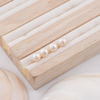 River Pearls 1 trou rond (AAAA) 7,0-7,5 mm 12 paires blanc