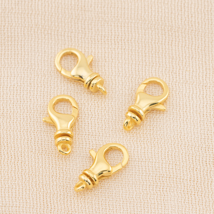 Chiusura Di Argento 925 Moschettone A Scatto 8x16mm 4pz Dorato