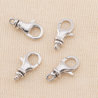 Chiusura Di Argento 925 Moschettone A Scatto 8x16mm 4pz Rodiato