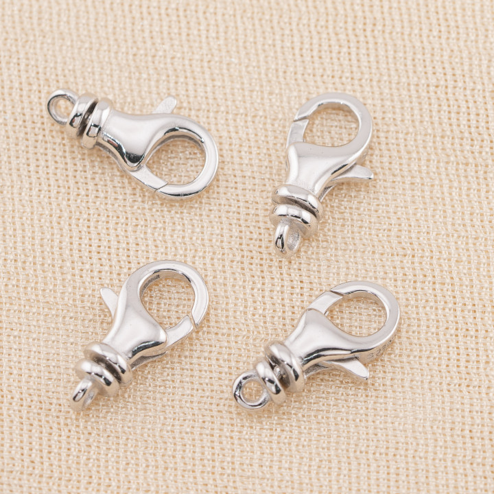 Chiusura Di Argento 925 Gancio A Scatto 8x16mm 4pz Rodiato