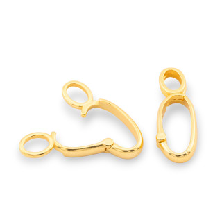 Ovaler Karabinerhaken aus 925er Silber, 8 x 23 mm, 3 Stück, golden