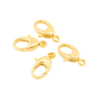 Fermoir Snap Ovale en Argent 925 8x14mm 4pcs Doré