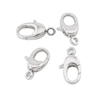 Fermoir Snap Ovale en Argent 925 8x14mm 4pcs Plaqué Rhodium