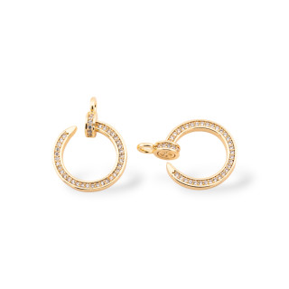 Componente Pendente Charms Di Bronzo Con Zirconi 16x22mm 6pz Dorato