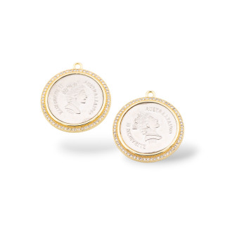 Componente colgante de moneda de bronce 1 anillo 25 mm 5 piezas Dorado