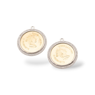 Pendant Component Bronze Coin 1 Ring 25mm 5pcs Rhodium Plated