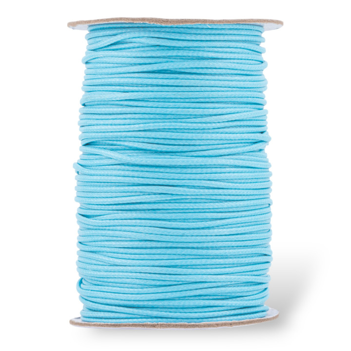 Gewachste Baumwollschnur, 1,5 mm, 80 m, Hellblau