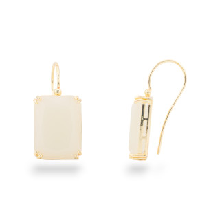 Σετ Μοχλό Σκουλαρίκια Χάλκινα Με Ορθογώνια Κρύσταλλα 15x33mm Λευκό Χρυσό