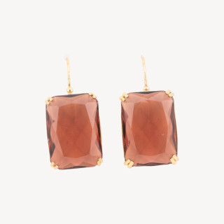 Bronzene Hebelohrringe mit rechteckigen Kristallen, 18 x 38 mm, goldene Traube