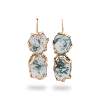 Boucles d'Oreilles Crochet en Bronze avec Oeil de Chat 16x44mm 1 Paire Golden Ghost