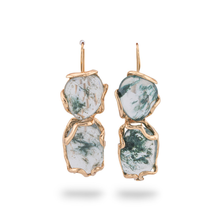 Pendientes de gancho de bronce con ojo de gato 16x44 mm 1 par Golden Ghost