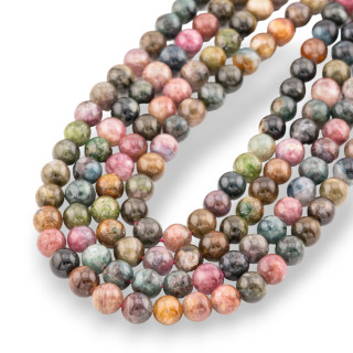 Tourmaline multicolore brute ronde lisse (ZSB) 8mm