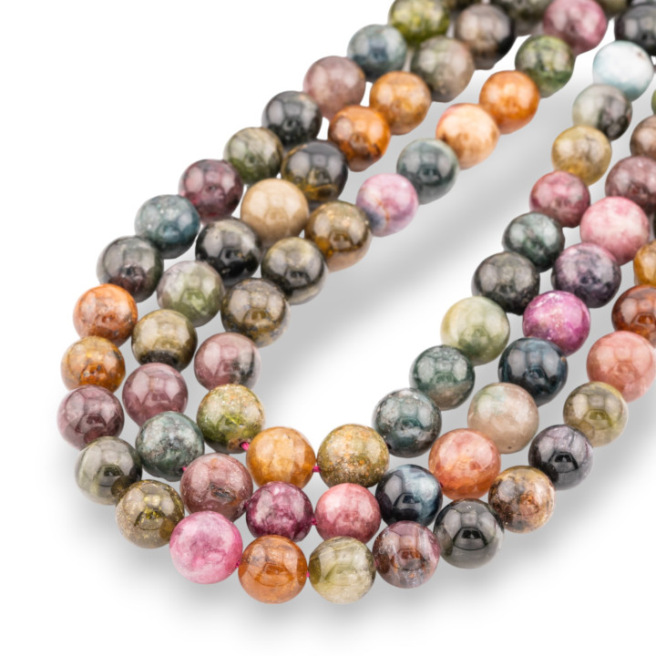 Tourmaline multicolore brute ronde lisse (ZSB) 9mm