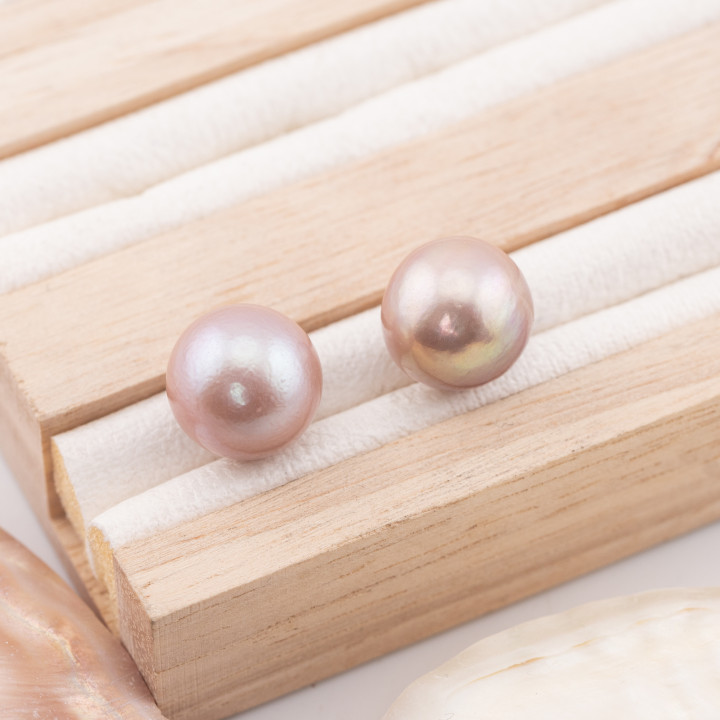 Μπαρόκ Round River Pearls 1 Hole (SEZ) 13,0-13,5mm 1 Pair Lilac