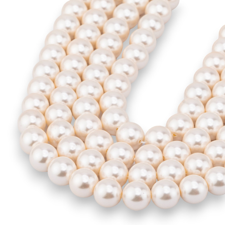Perles de Majorque Blanc Ton Chaud Ronde Lisse 10mm