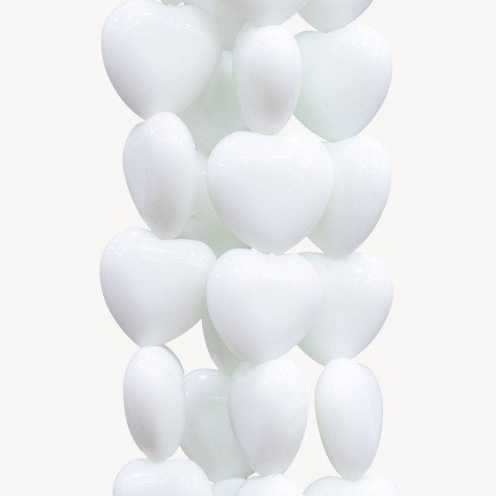 Agate Blanche Coeur Plat Synt 14mm