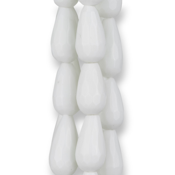 Agata Bianca Gocce Briolette Sfaccettate 12x22mm Seconda Scelta