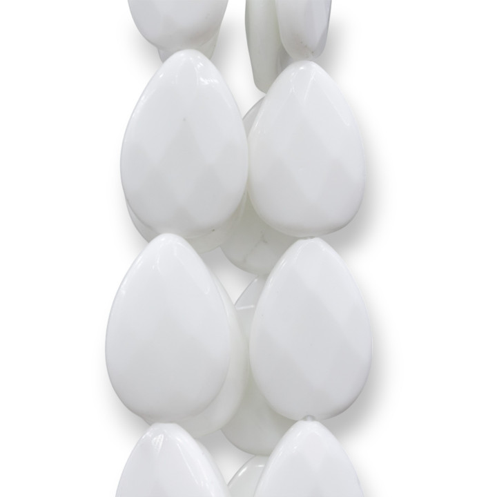 Λευκός Αχάτης Drops Faceted Plate 30x40mm