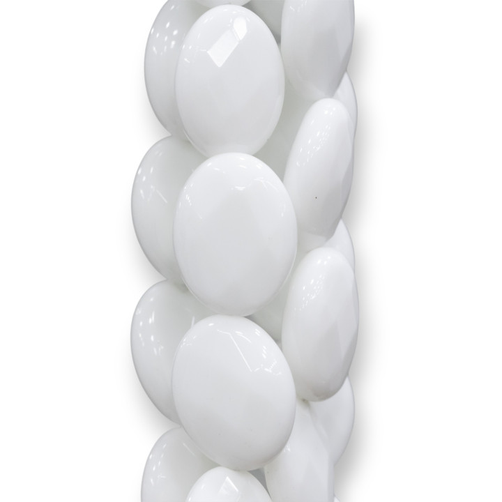 White Agate Oval Flat Faceted 18x25mm