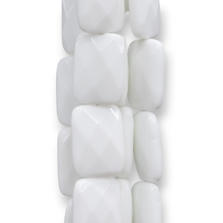 Agate Blanche Rectangle Plat Facette 18x25mm