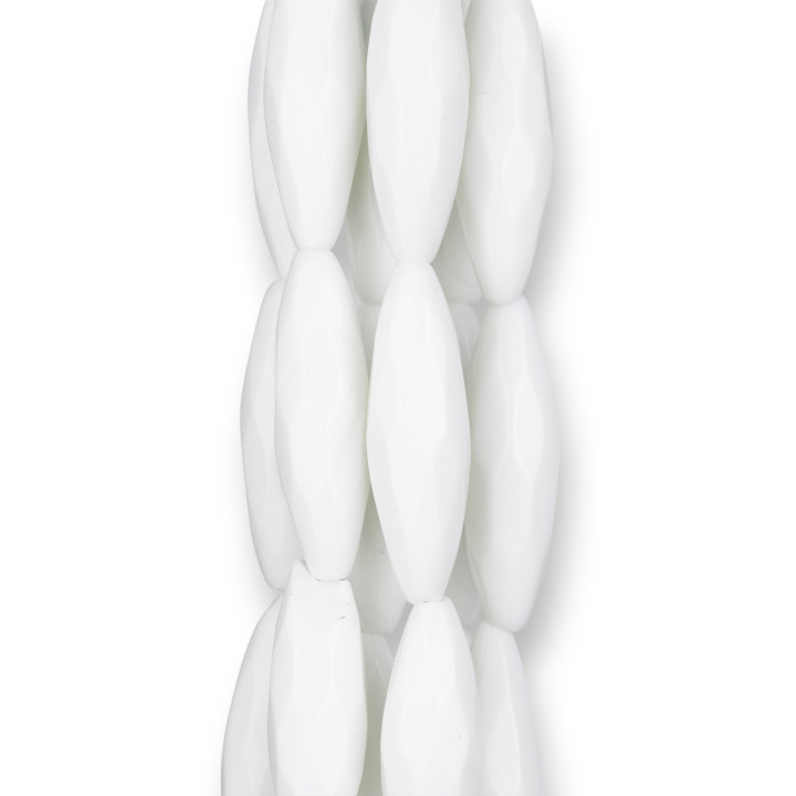 Agata Bianca Riso Sfaccettato Synt 12x40mm Seconda Scelta