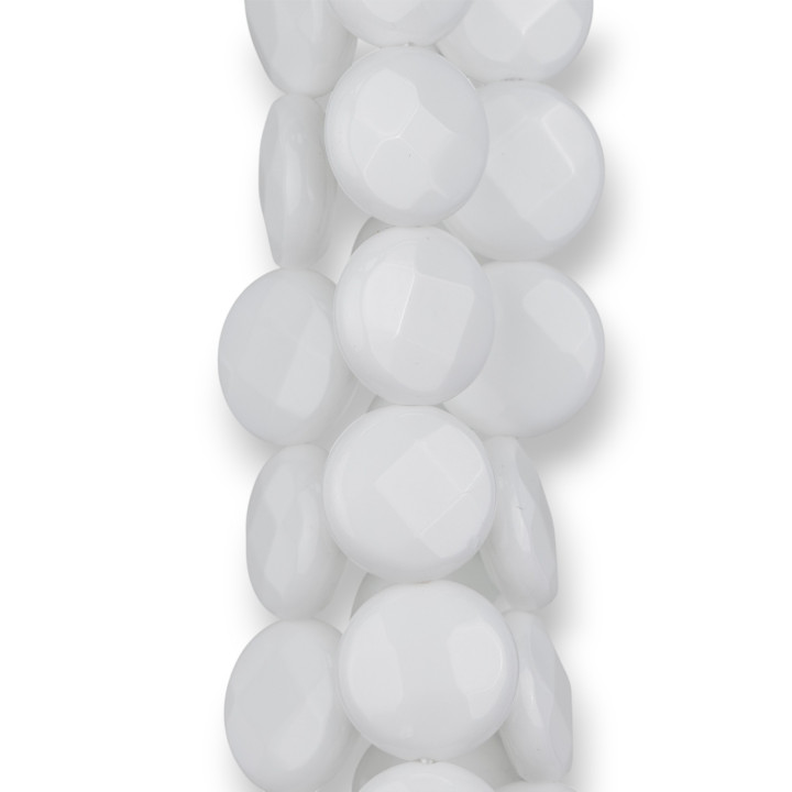 White Agate Round Flat Faceted 12mm