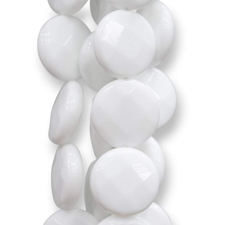 Agate Blanche Ronde Facette Plate 40mm