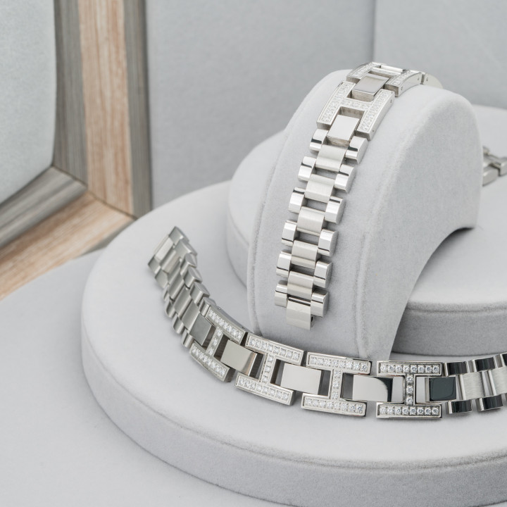 Bracelet Acier Avec Strass Sertis Largeur 18mm Mod19157