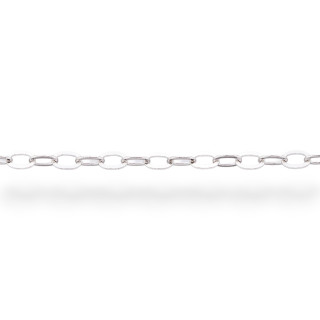 Chain By The Meter Of 925 Silver Forzatina Crushed 2x3mm 50cm Rhodium Plated