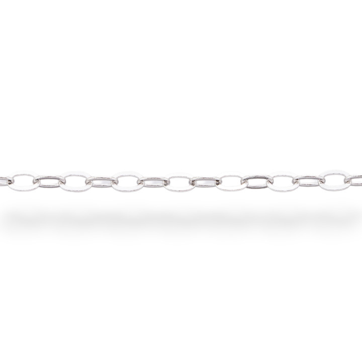 Kette am Meter aus 925er Silber, Forzatina Crushed, 2 x 3 mm, 50 cm, rhodiniert